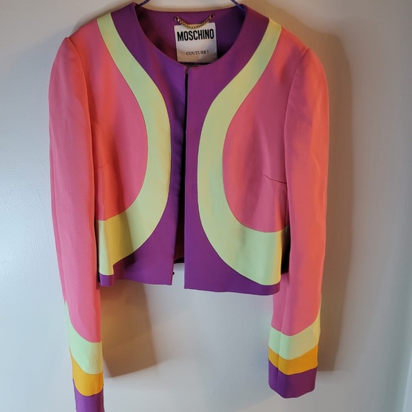 S/S 2023 Moschino Couture Jacket Woman Multicolor Barbie Pink, Purple, Mint - Picture 4 of 11